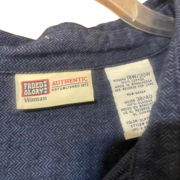 Faded Glory Button Up Top Womens Size 18W - 20W Dark Blue - Picture 3 of 6